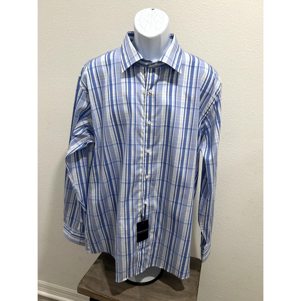 Peter Millar Mens Crown Crafted  Marcel Cotton Sport Shirt XXL Button Down Blue